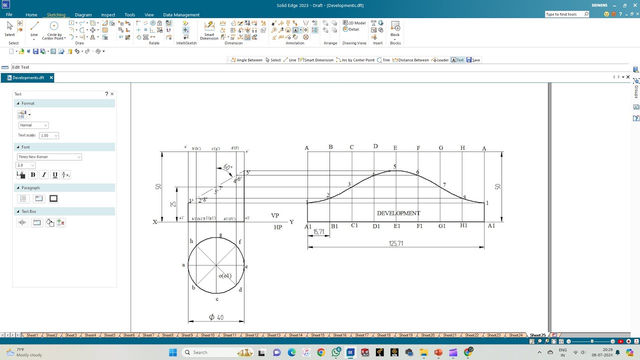 Development of Lateral Surfaces of Solids   Cylinder 03
