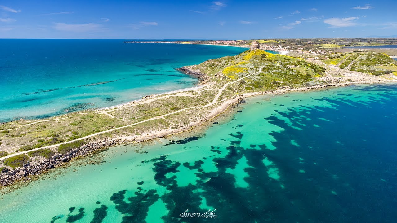 Spiaggia e Torre di Capo San Marco (Cabras - Sardegna) aerial drone