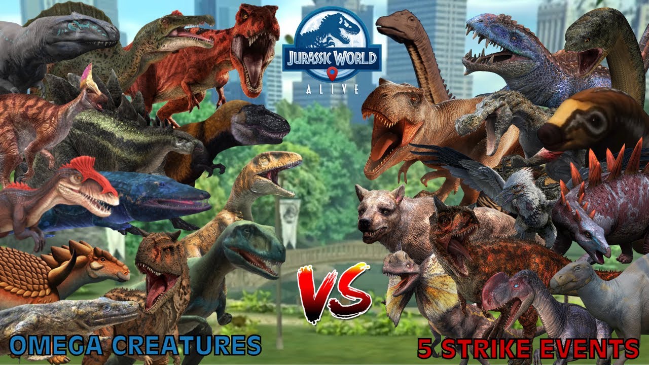 Omega Creatures vs 5 Strike Events - Jurassic World Alive