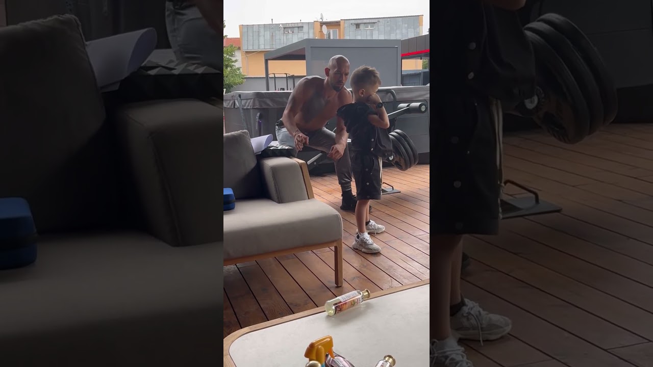Andrew Tate training his son