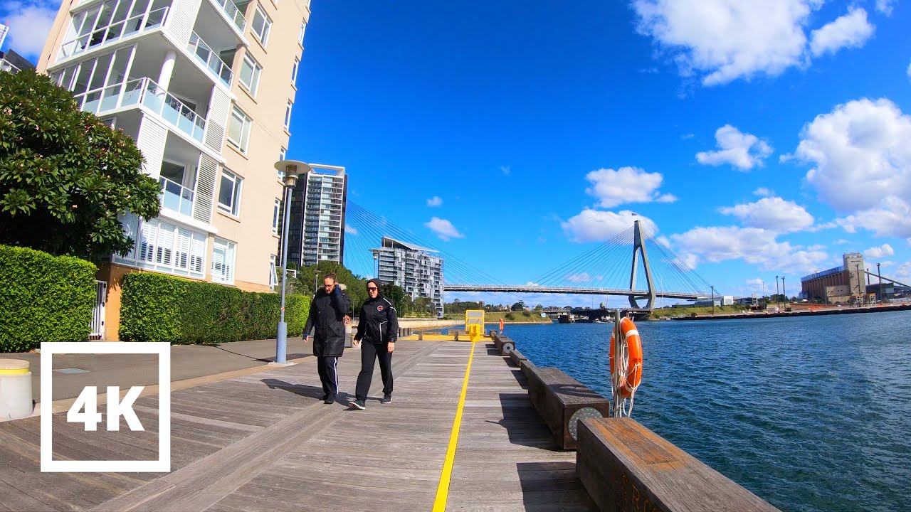 ⁴ᴷ⁶⁰ Sydney Bike Tour - Pirrama Park, Pyrmont - View of Anzac Bridge  | Best Sydney Suburbs to Live