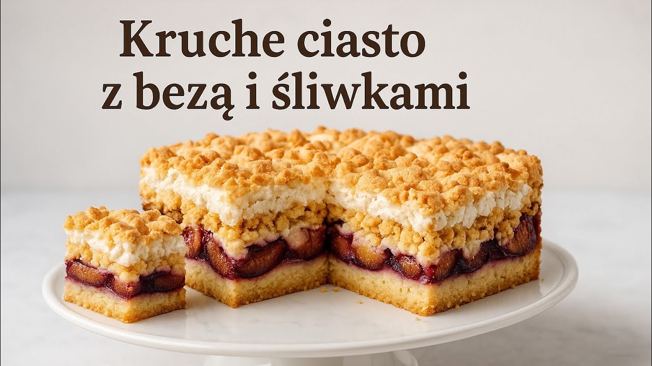 PRZEPIS  NA WYŚMIENITE  -  CIASTO  ZE ŚLIWKAMI I BEZĄ