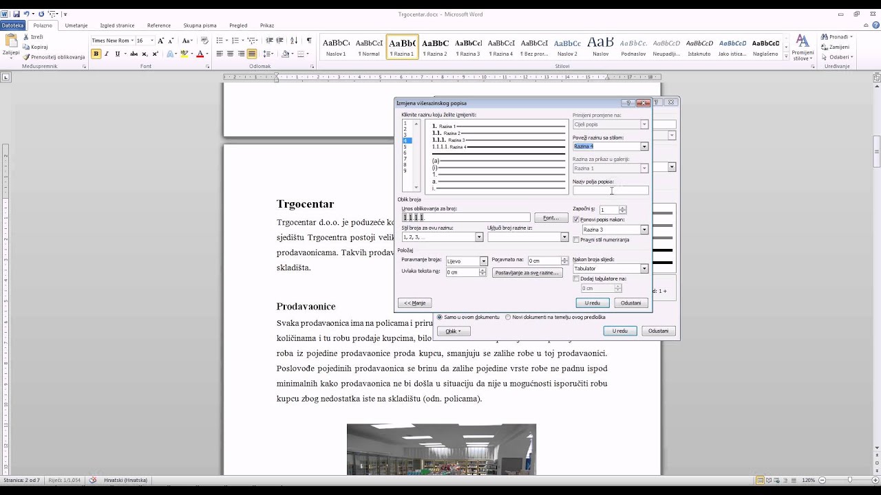 Word - Automatsko numeriranje naslova, tablica sadržaja, popis slika i tablica