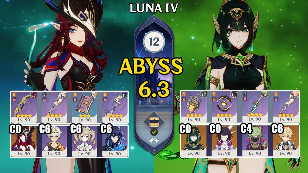 【Genshin Impact Бездна 6.3】C0 Часка команда 4★ & C0 Нефер + Коломбина｜原神 Spiral Abyss