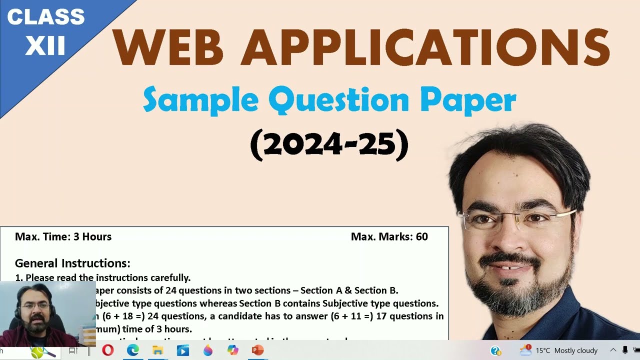 Sample paper Web Application class 12 CBSE 2025 EXAM | 803 | PYQ | Question Paper pattern