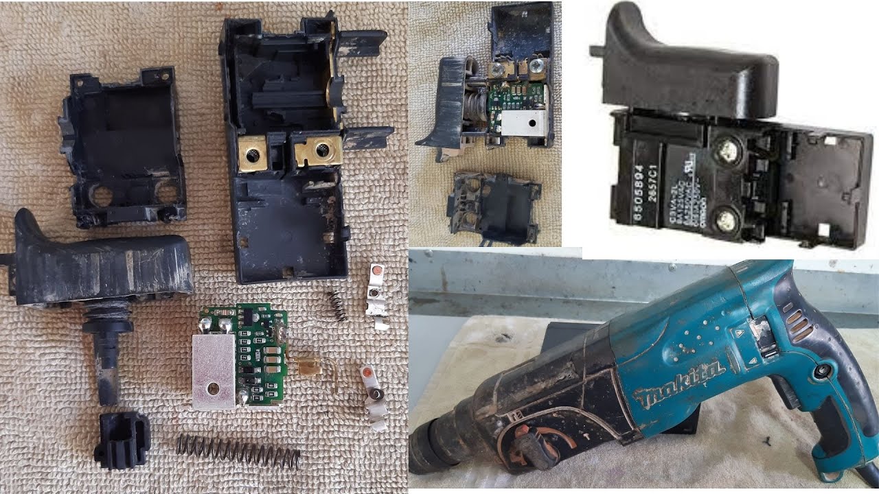 veja como desmontar testar e recuperar o gatilho interruptor ou chave do martelete makita hr2470