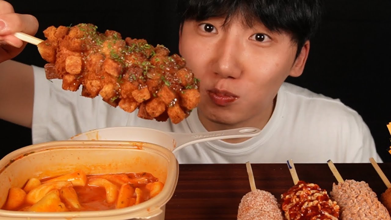 명량핫도그 떡볶이도 너무 맛있는데?? 잇몸은 다 찢어져도 너무 맛있어… Corn Dogs Mukbang Asmr