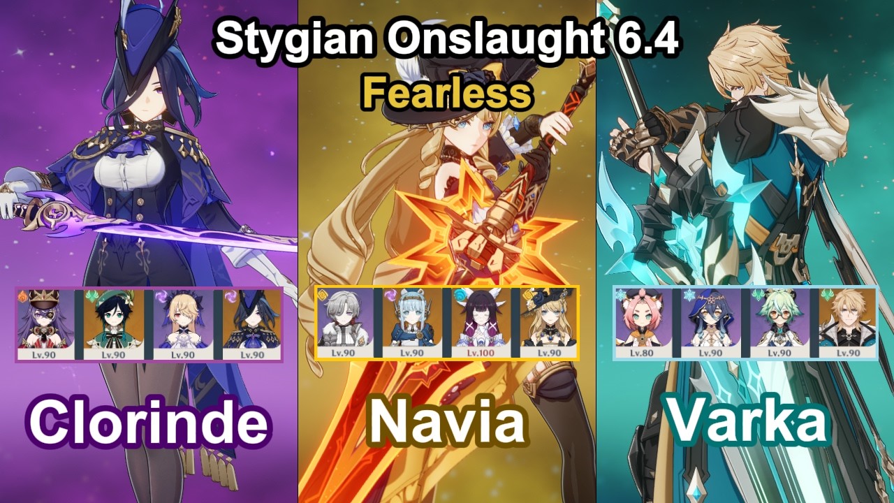 C0 Clorinde & C1 Navia & C0 Varka Cryo | Stygian Onslaught Lv.5 | Fearless | 6.4 | Genshin Impact