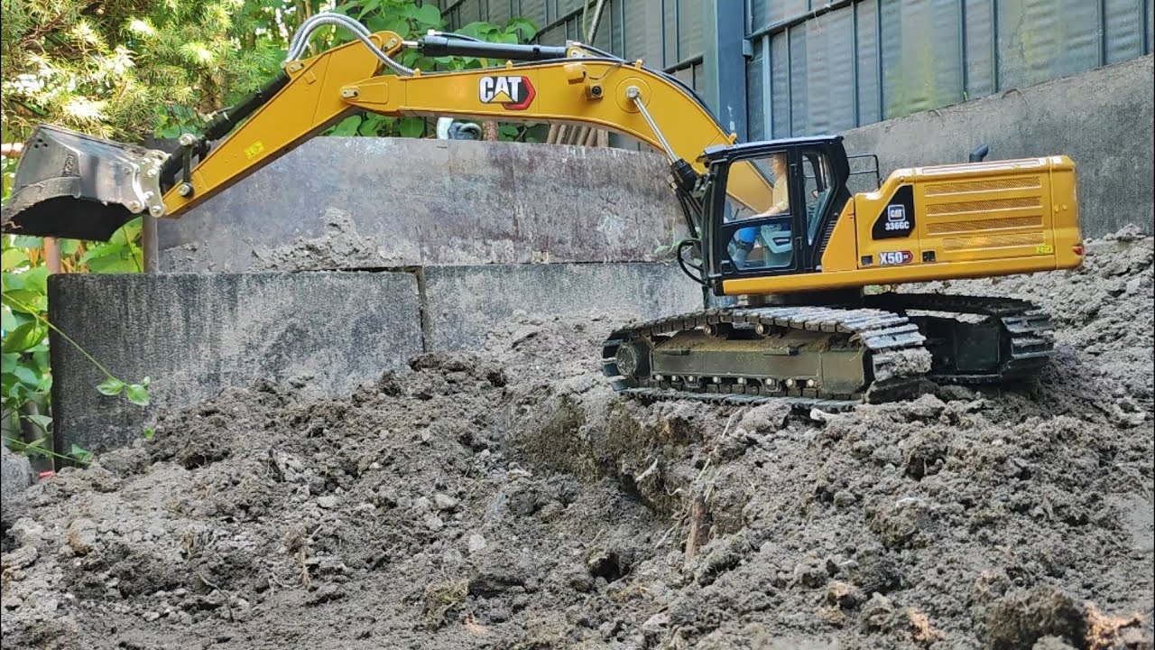 RC CAT336 Hydraulik Bagger Kabolite Erdarbeiten Baustelle einrichten LKW Beladung Bruder Teil1/Part1
