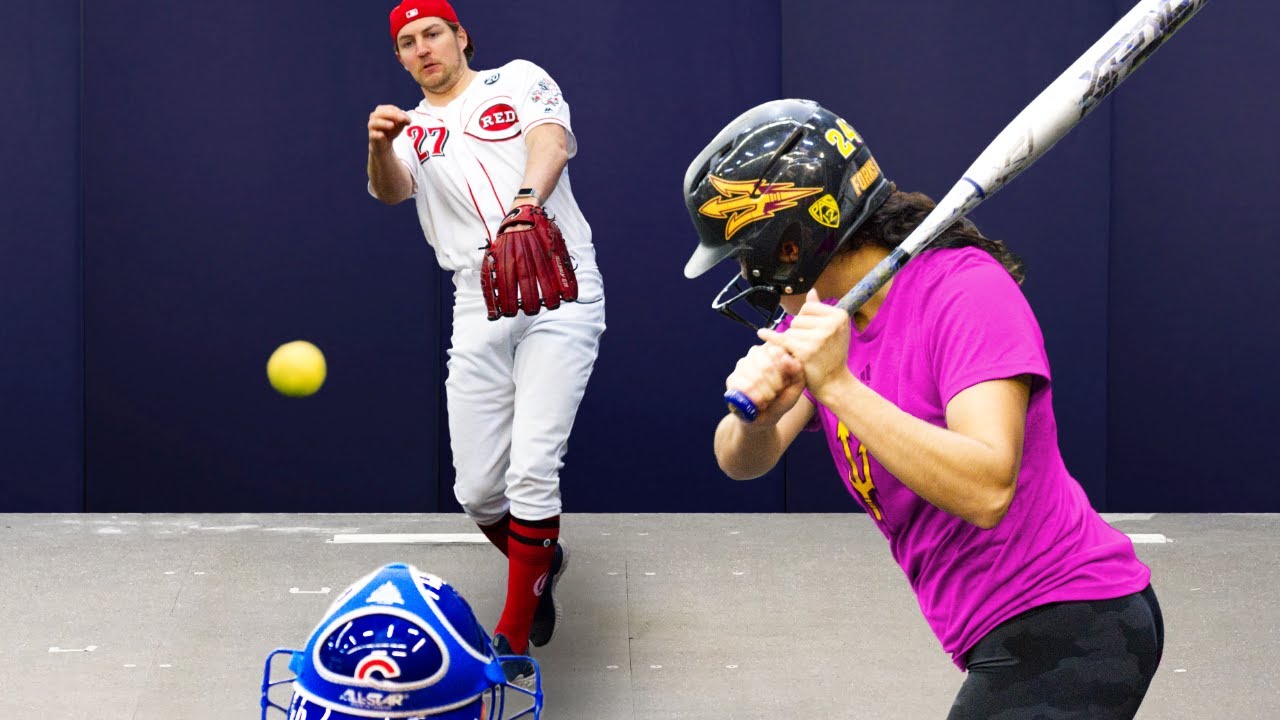MLB Pitcher Faces Softball Girls...UNDERHAND