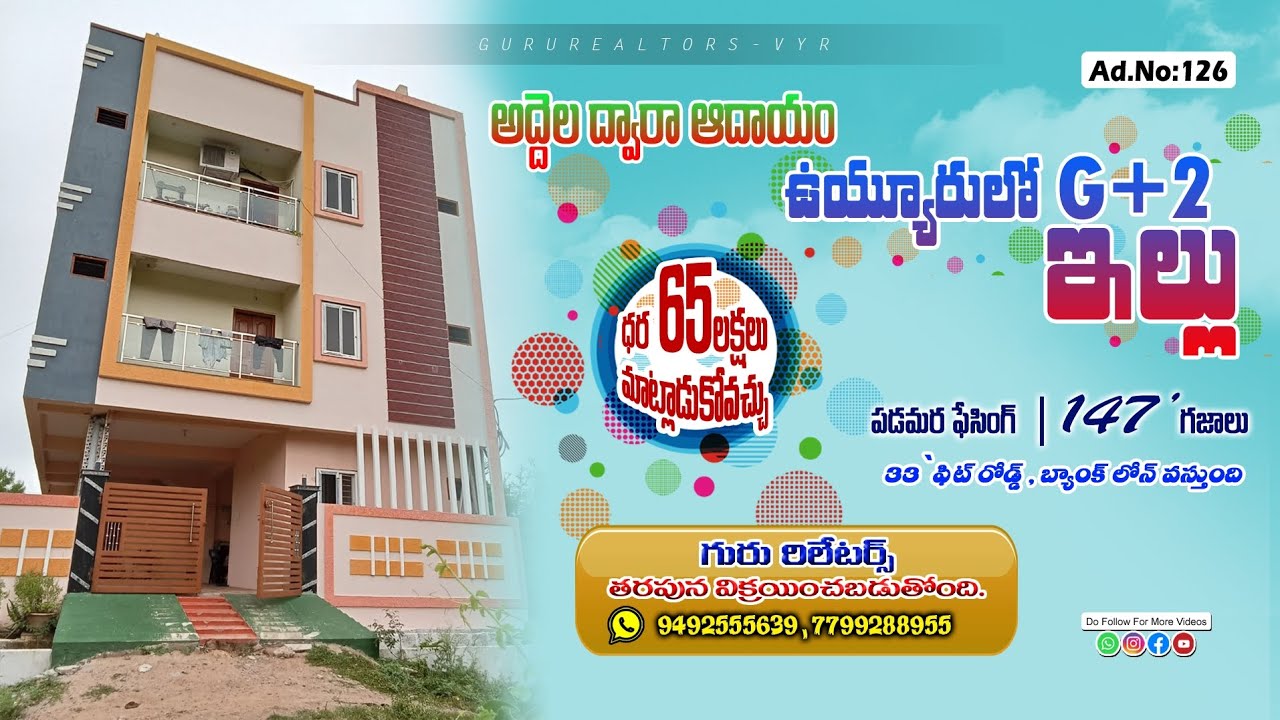 ఉయ్యూరులో అర్జెంట్ సేల్ – G+2 హై-క్వాలిటీ హౌస్