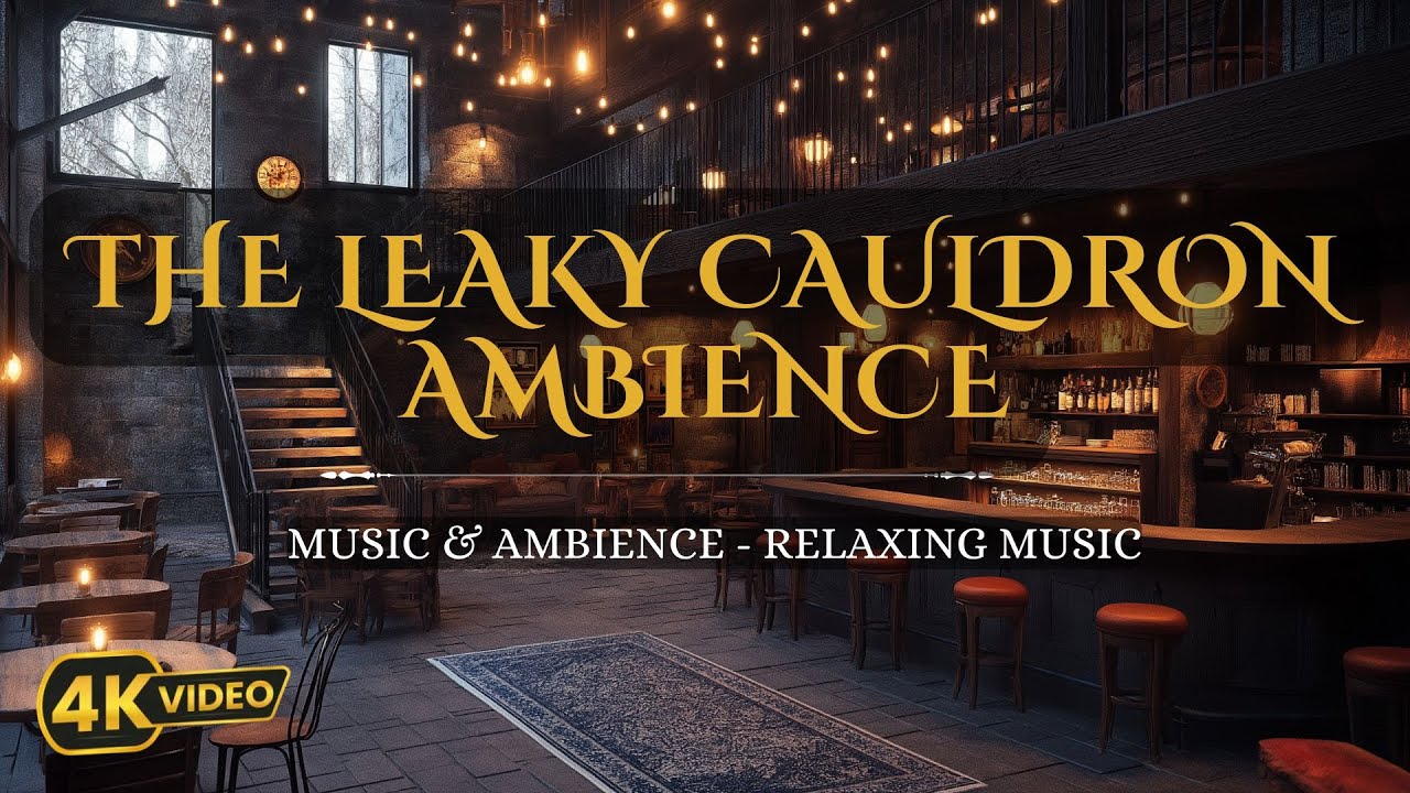 ✨ Harry Potter Ambience The Leaky Cauldron – Relaxing Fantasy Café with Soft Snowfall ✨