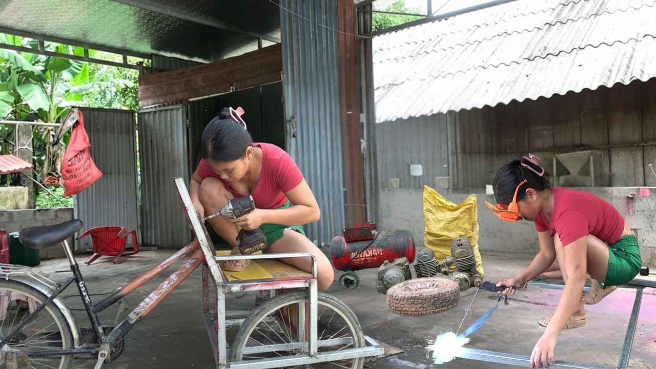Genius Female Mechanic Transforms a Bicycle into an Amazing Cyclo Trike