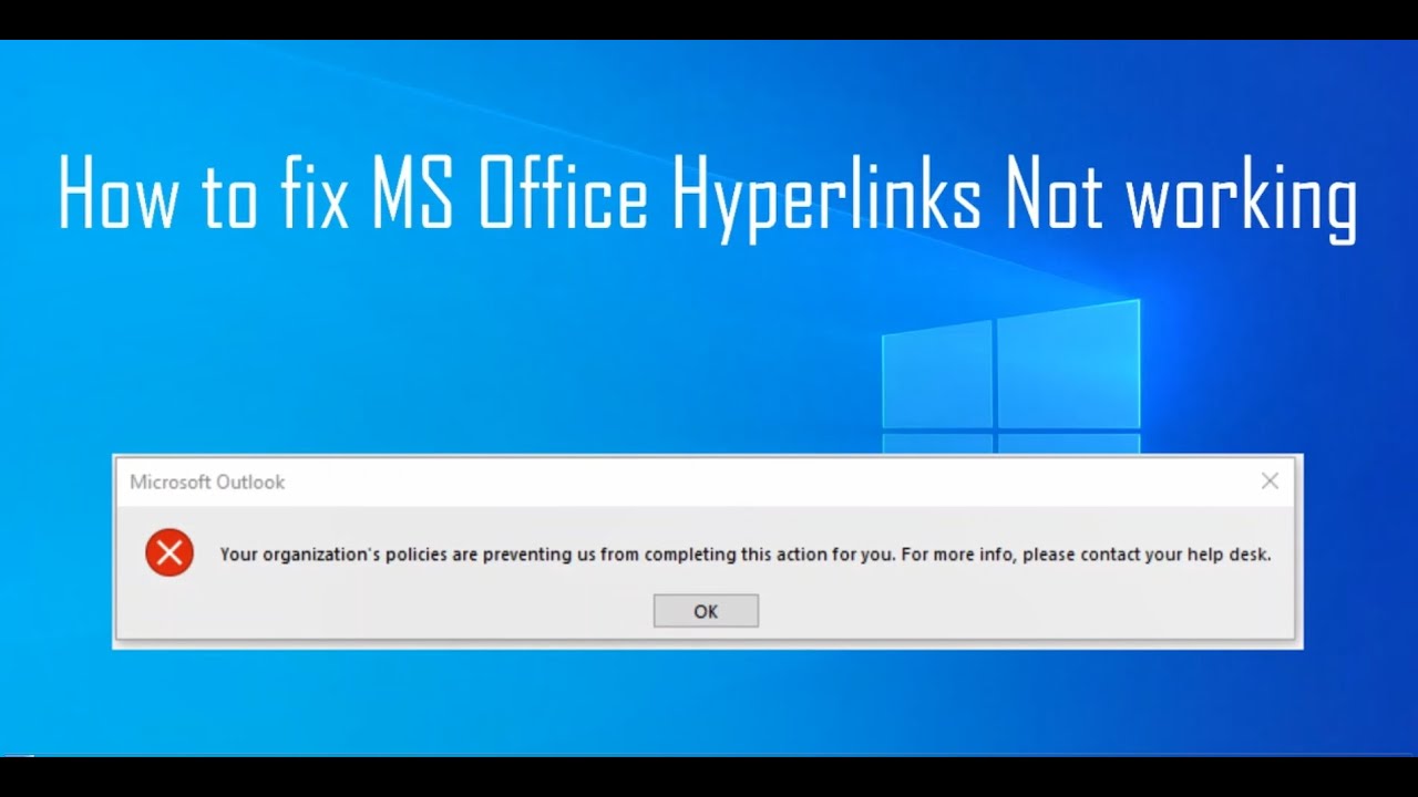 Fix MS Office hyperlinks not working