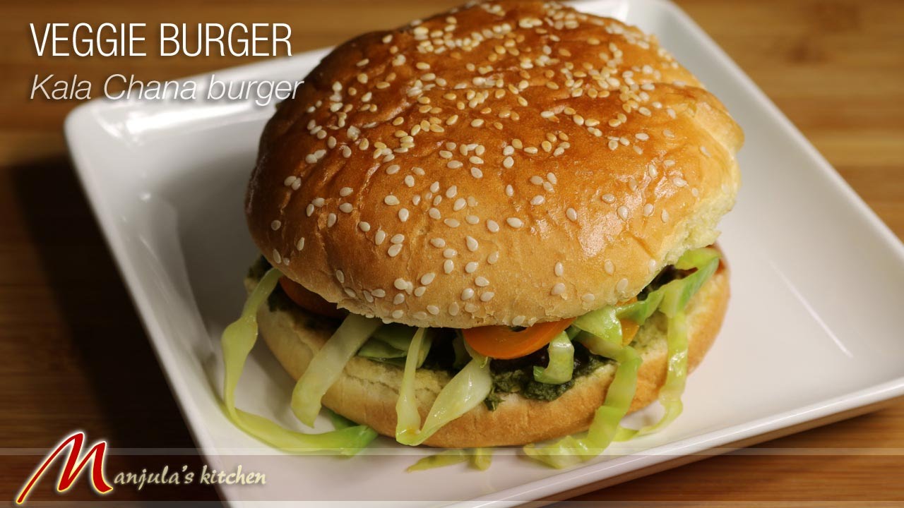 Veggie Burger | Kala Chana Burger | Bengal Gram Cutlet | Vegan Burger by Manjula