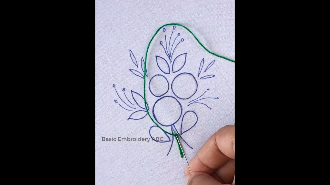 Hand embroidery flower bouquet, botanical flower design stitching tutorial rose #bordado #embroidery