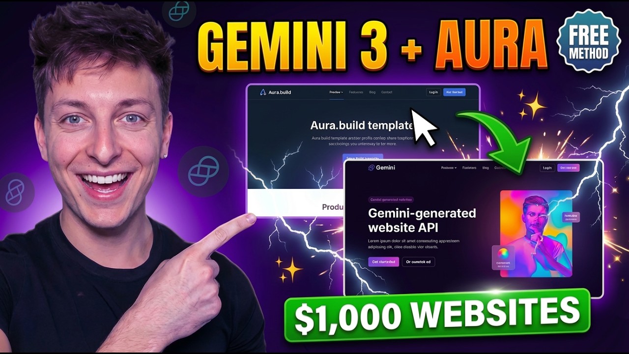 Gemini 3 + Aura: Создайте профессиональный сайт за 10 минут (невероятно быстро)