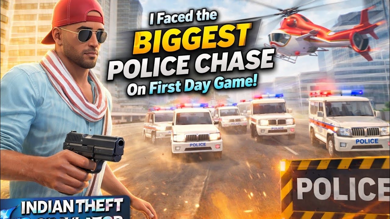 I faced the biggest police chase in my first day 😱😱 /indian theft aura simulator #policechase 