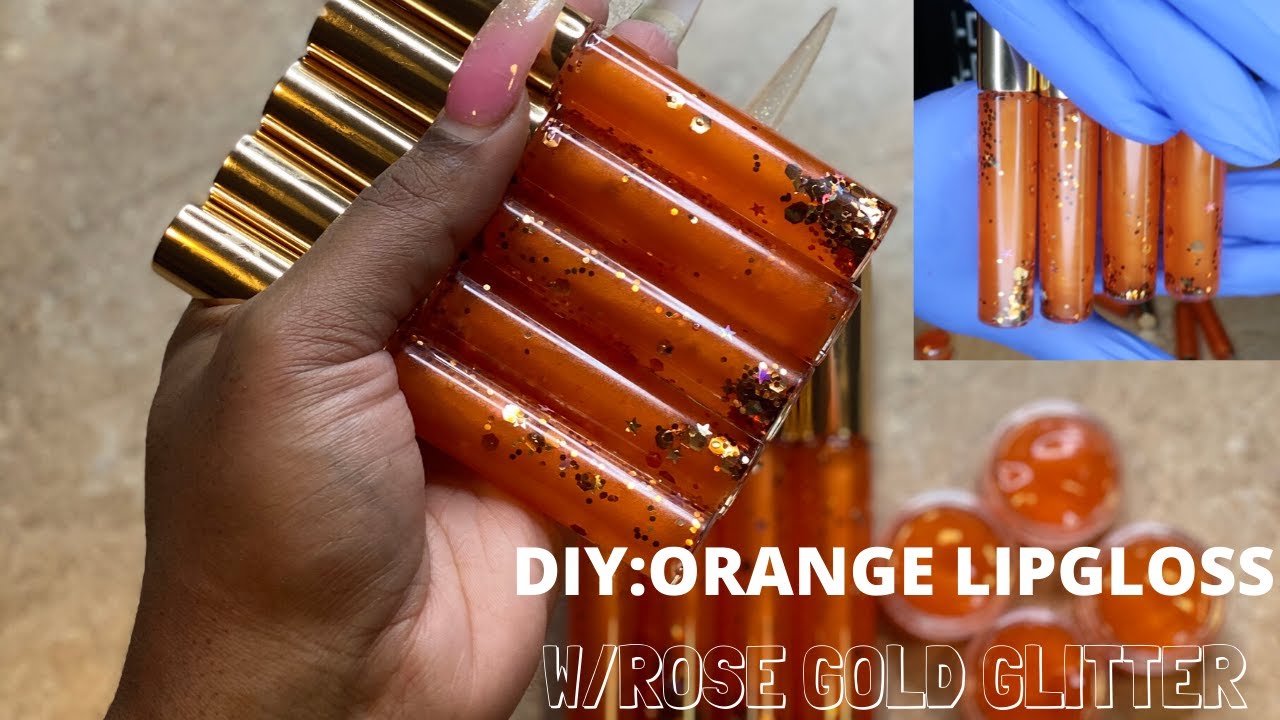 DIY: ORANGE LIPGLOSS WITH ROSE GOLD GLITTER (VERY DETAILED)