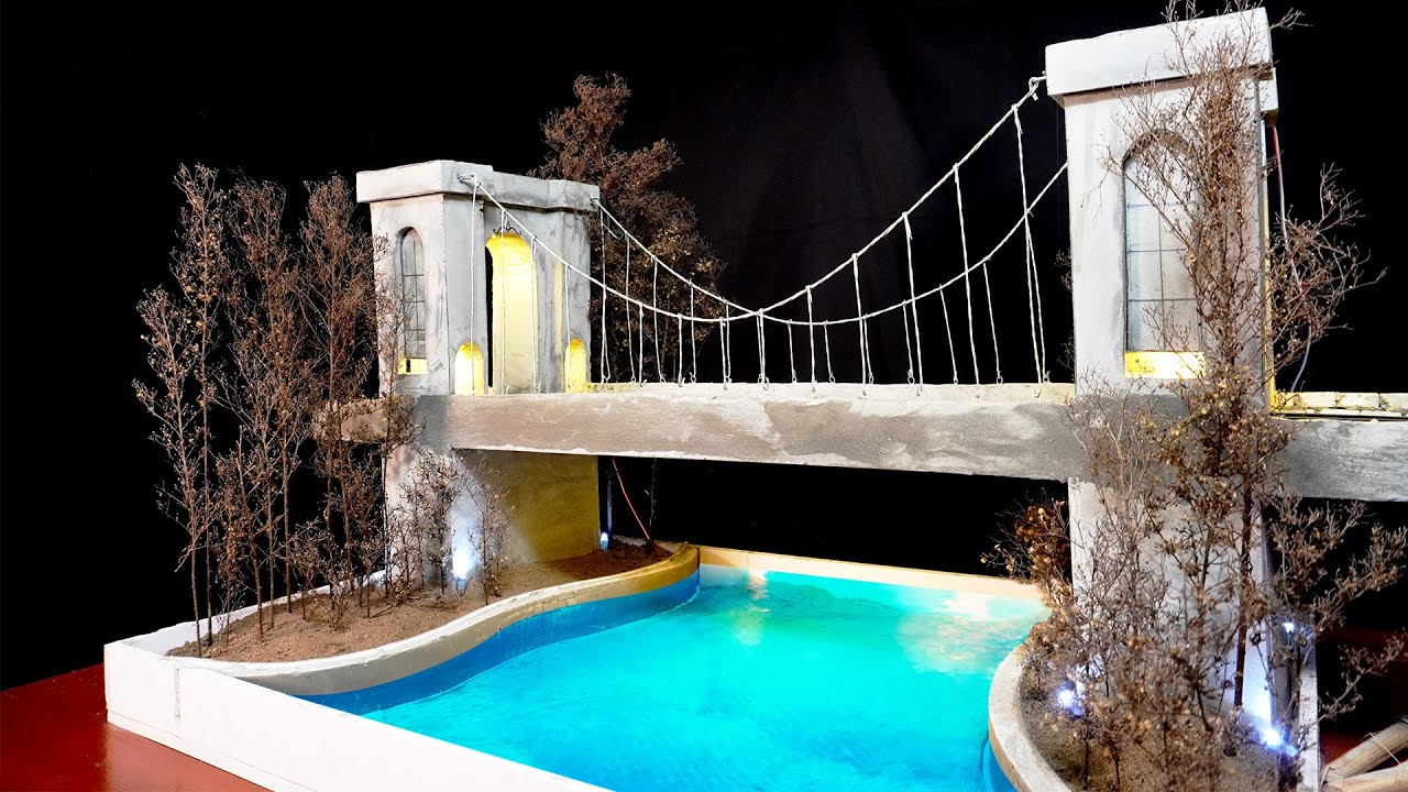 How to make Concrete Bridge with concrete | Fuho Bricklaying  mini house