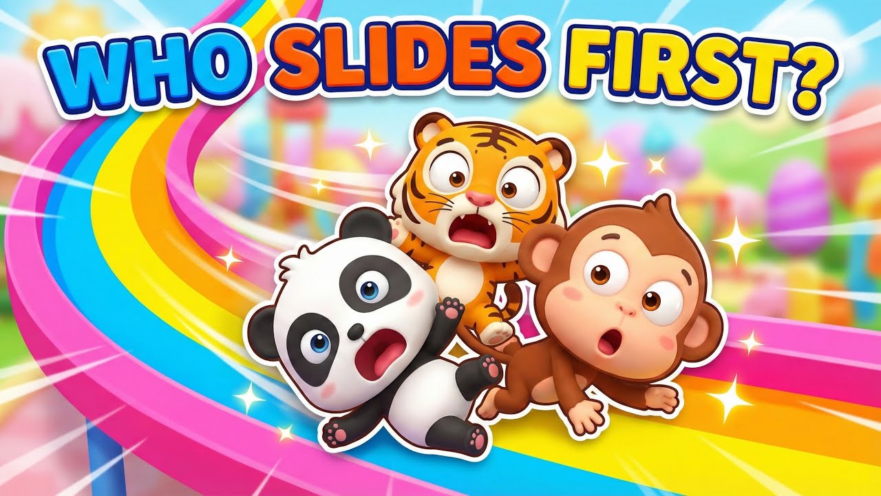 Animal Slide Adventure 🛝 | Fun Zoo Animals Sliding Song | Kids Nursery Rhymes & Baby Songs