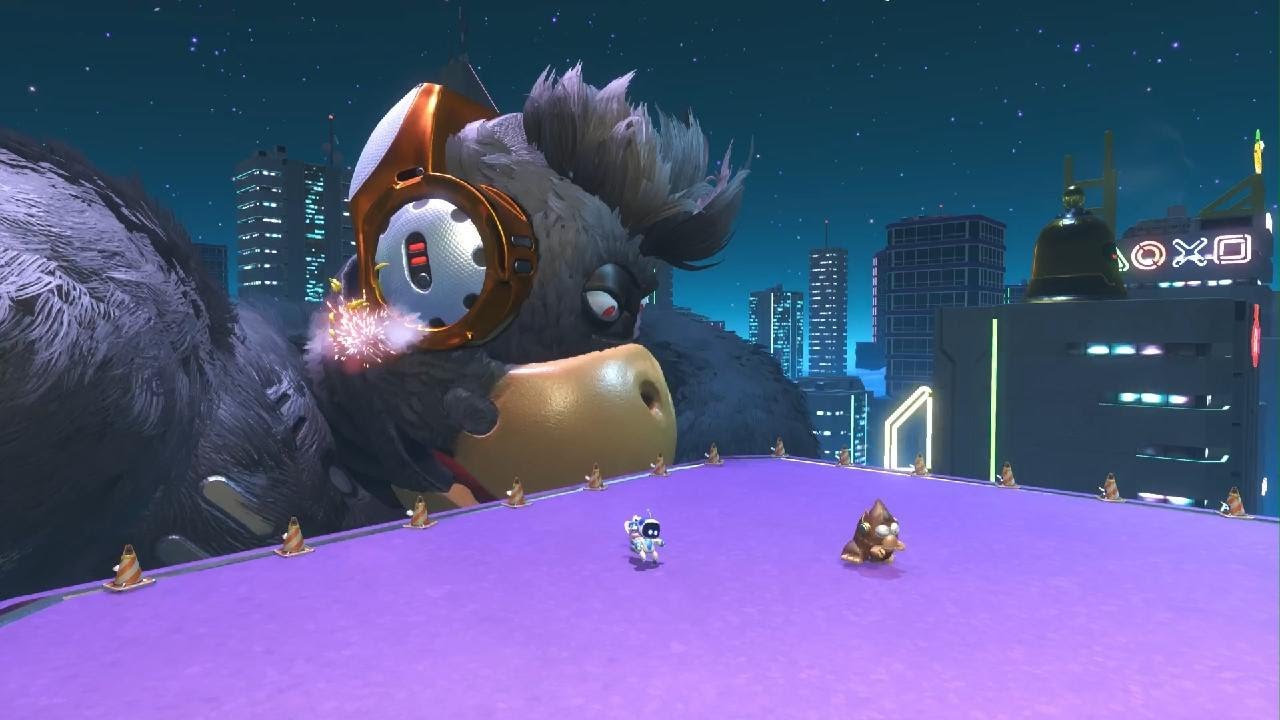 Astro bot vencendo chefao gorila robô. 