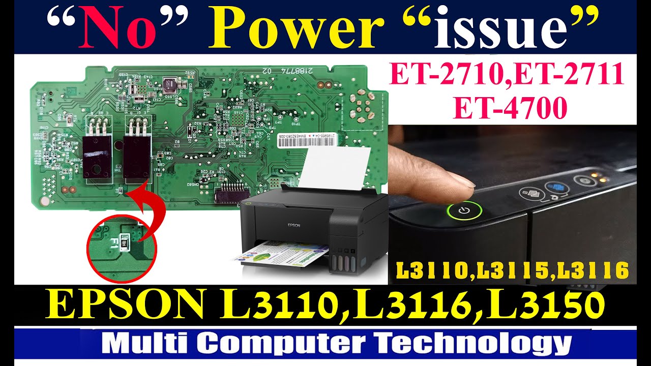 Epson l3110,l3115 l3116 L3100 l3150 l3152 l3156 l3158 ET 2710 ET 2711 no power issue in hindiहिन्दी