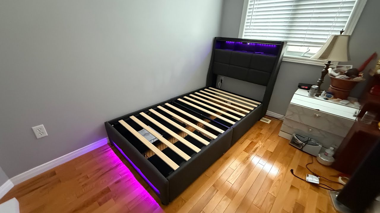 Rolanstar Twin Bed Frame w/ Charging Station and LED lights(Amazon) - Step by Step Setup
