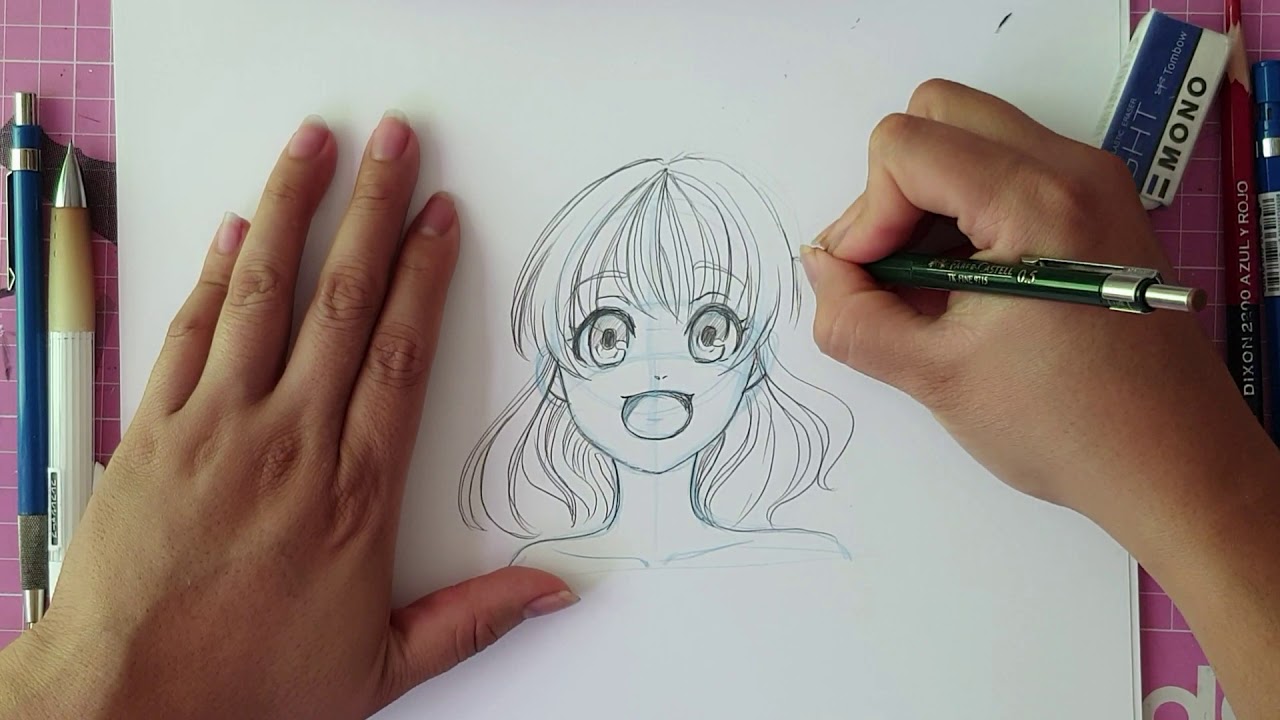 COMO DIBUJAR CARAS DE ANIME O MANGA • FACIL/ÁNGULO PERFIL DE FRENTE Y 3/4