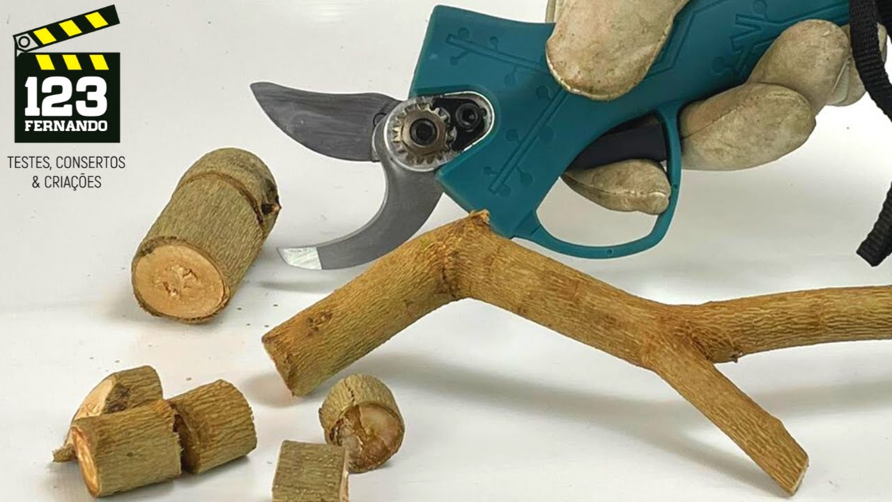 INCRÍVEL TESOURA ELÉTRICA SEM FIO PARA PODA DE GALHOS. TESOURA DE PODA MUITO FORTE E RÁPIDA.