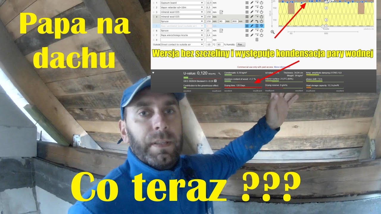 Szczelina wentylacyjna czy musi być przy dachu pokrytym papą ??Kondensacja pary wodnej w przegrodzie