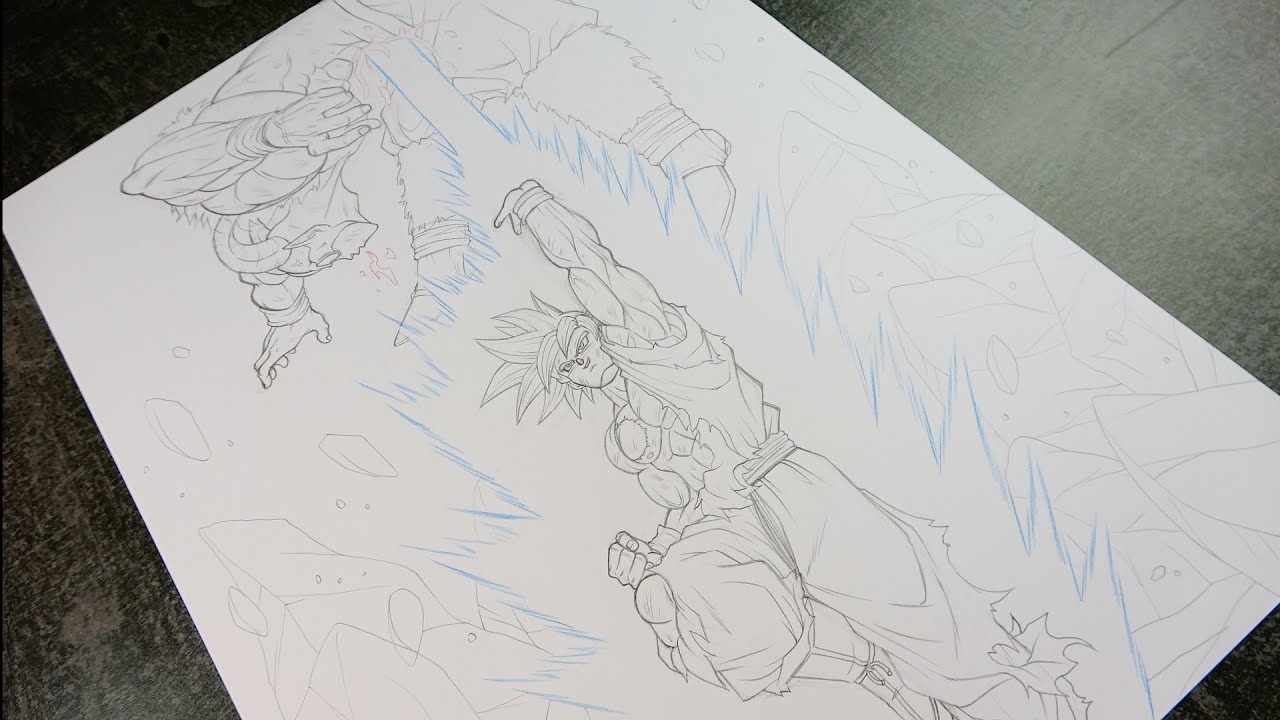 Sketching and Inking Goku vs Moro in Real Time