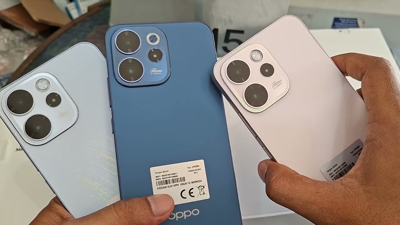 Unboxing Oppo reno 15F 5G lengkap varian warna, 15f merah muda, biru tua dan biru muda