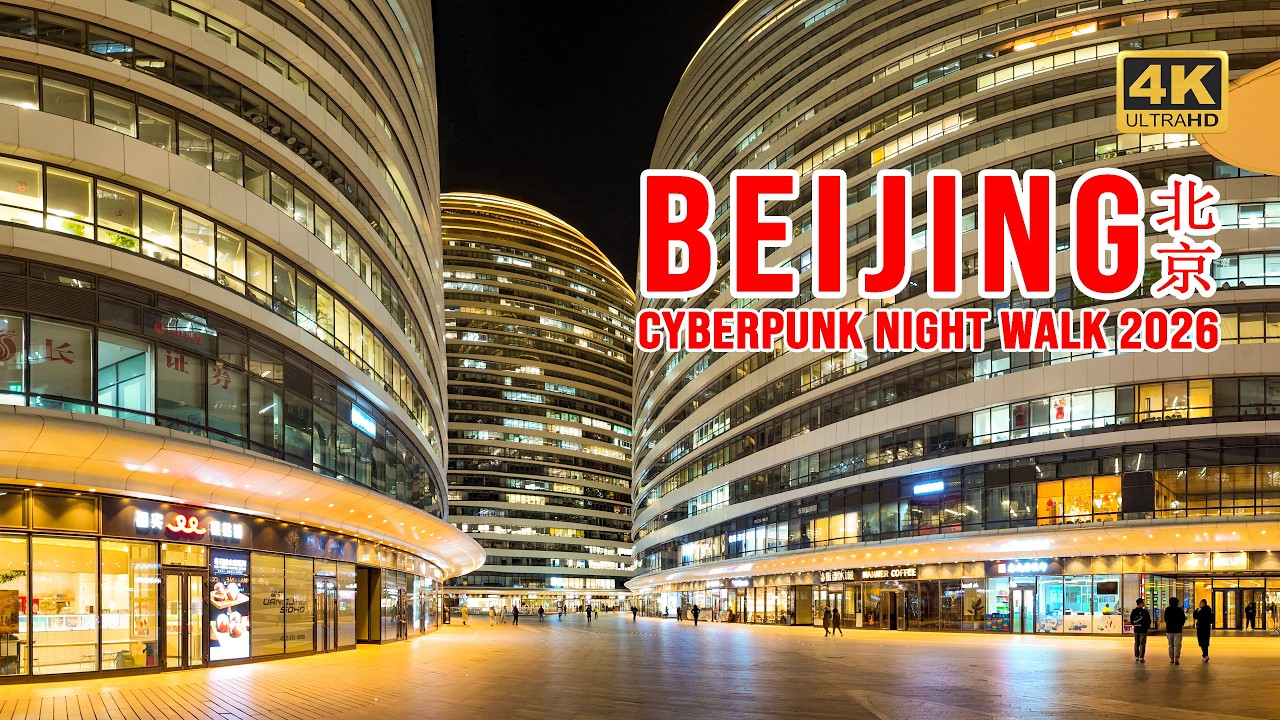 Relaxing Beijing Night Walking Tour | Futuristic Beijing: Midnight Walk in Wangjing SOHO | 4K 60fps