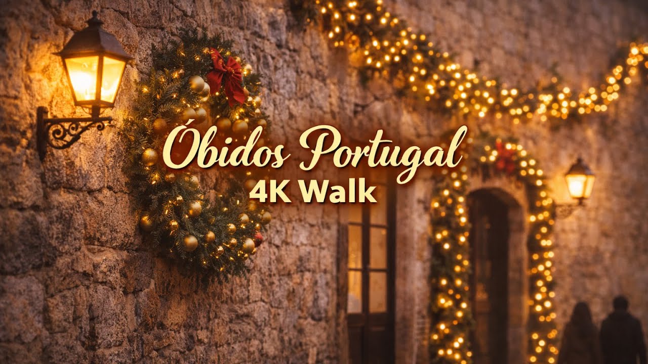 Medieval Fortress Christmas Walk 4K – Festive Óbidos Walking Tour