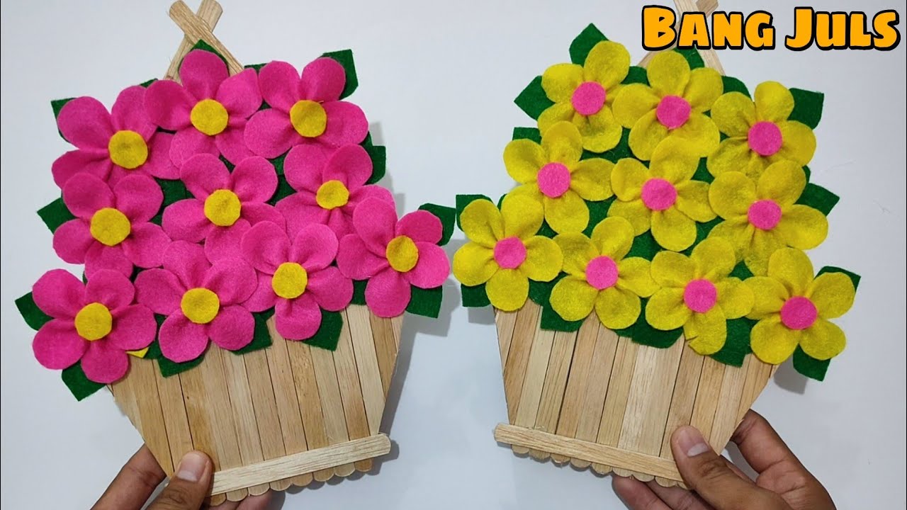 Cukup 3 Bahan - Cara membuat Hiasan Dinding dg Stik Eskrim dan Kain Flanel