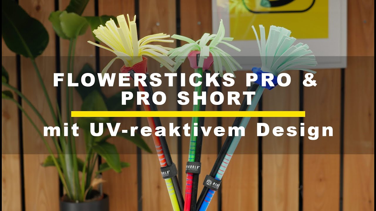 Diabolo Freizeitsport - Flowerstick Pro & Pro Short Set (3 Farben erh&auml;ltlich) - UV-reaktiv