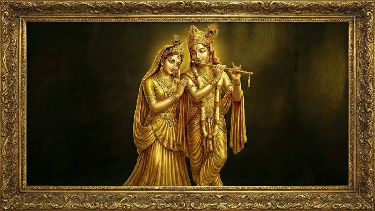 Radha Krishna Gold Art Screensaver ⭐️| Divine Luxury Wall Art | 4K Calm Devotional Ambience✨