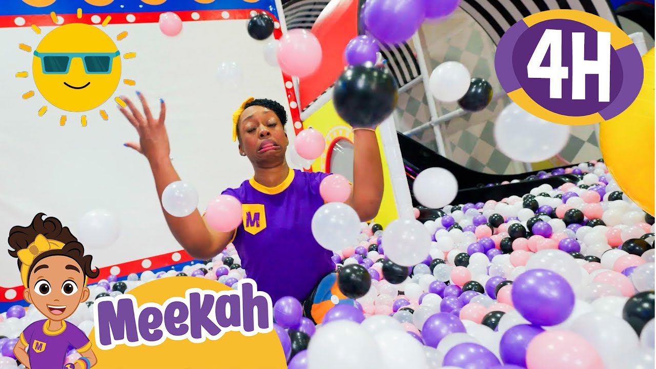 Meekah Visits Kidztopia! 🌈 Indoor Playground Fun, Slides & Ball Pit Adventure | 4 HR OF MEEKAH!