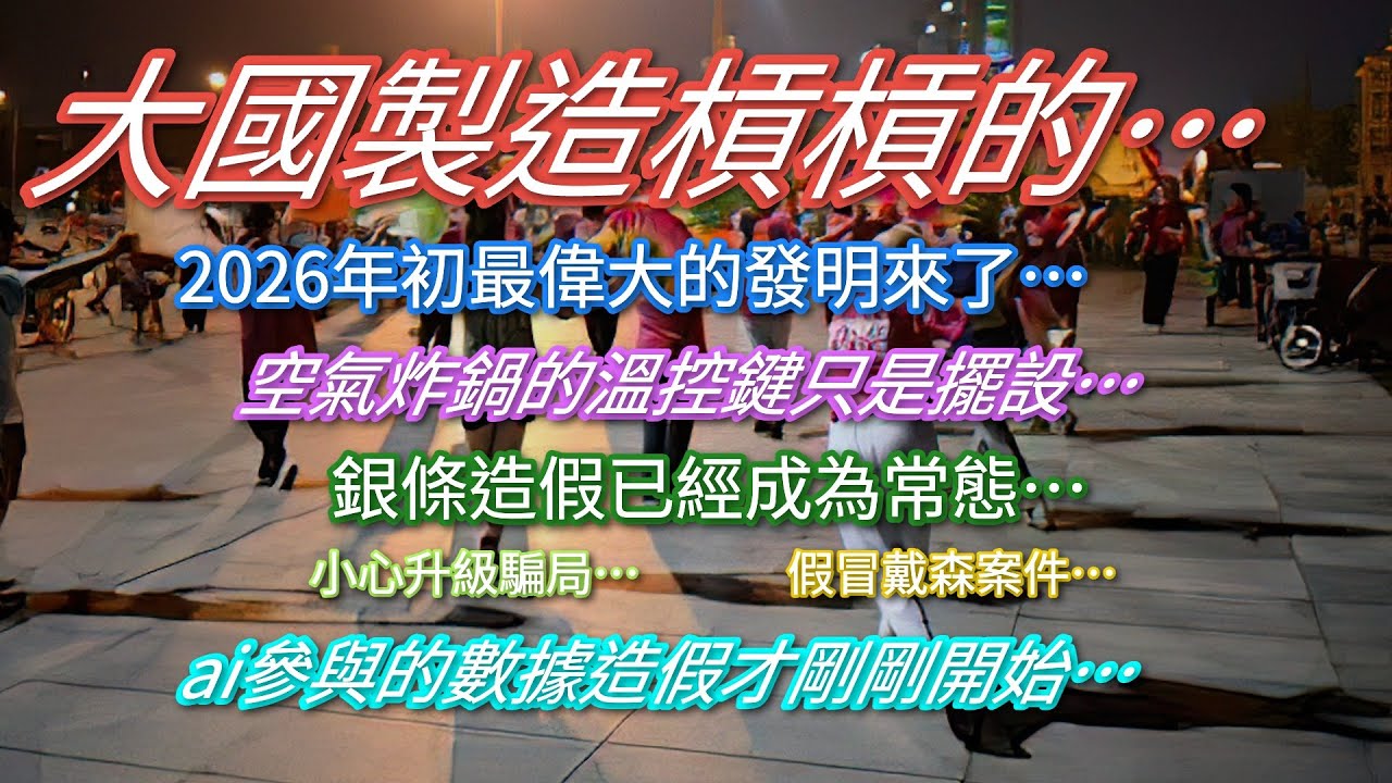 大國製造槓槓的…2026年初最偉大的發明來了…空氣炸鍋溫控鍵只是擺設…銀條造假成為常態…ai參與的數據造假才剛剛開始…