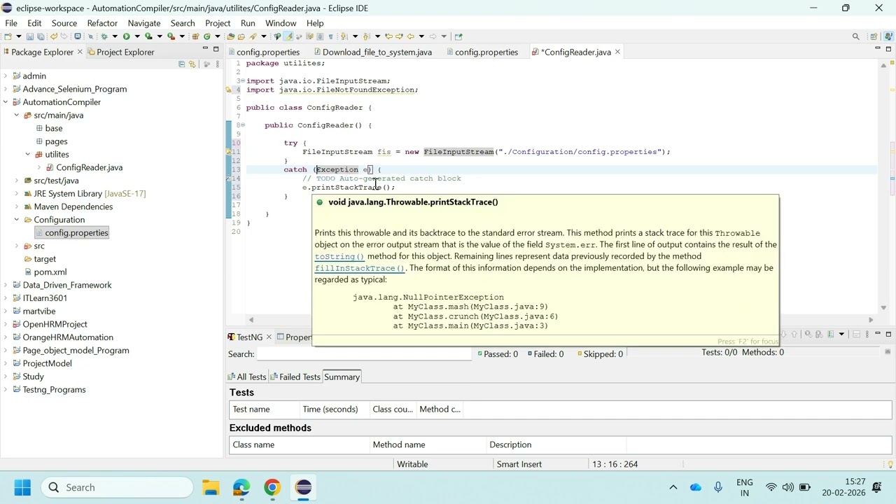 ConfigurationProperties | Industrial Best Practices for Real-Time Projects(Selenium java) | Part 3