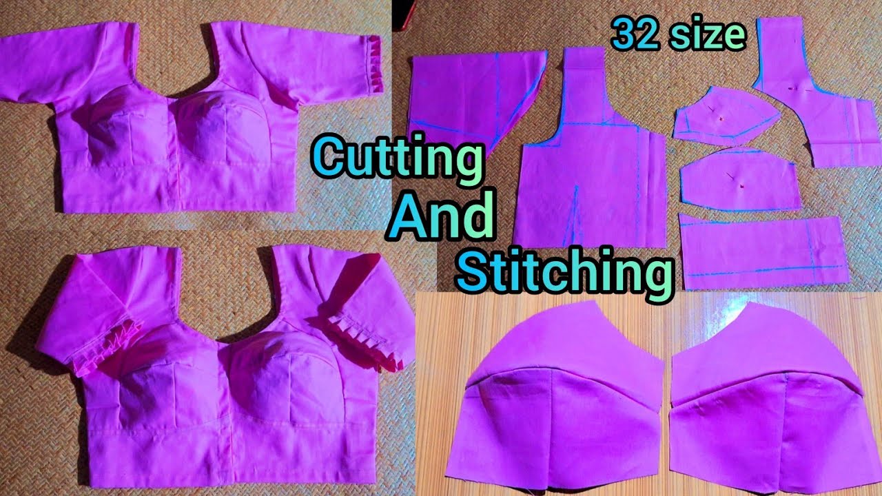 32 size double Katori blouse cutting and stitching