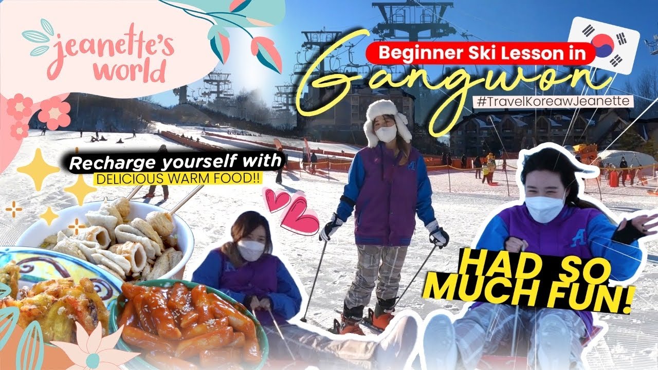 🇰🇷 FIRST TIME ICE SKIING IN WINTER ⛸❄- January fun and wellness in Gangwondo