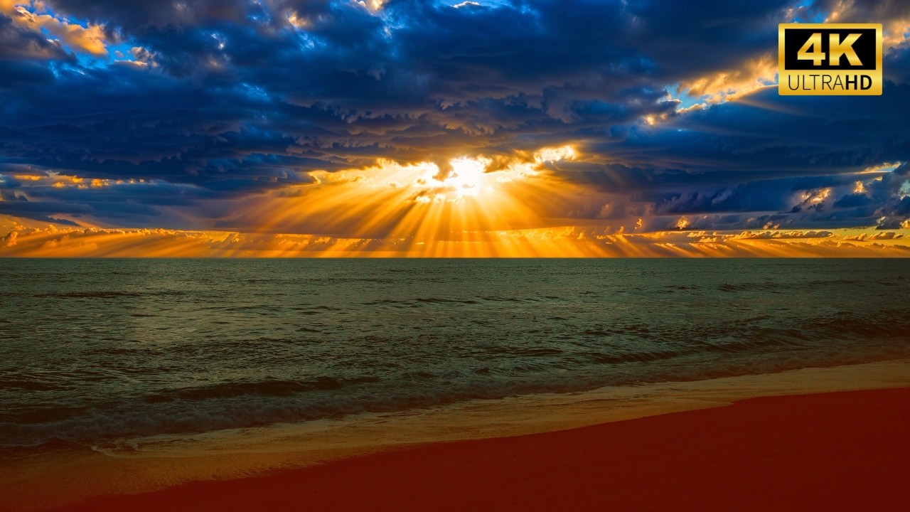 🌊 Calm Your Mind with 4K Sunset Ocean Waves 🌅 Relaxing Sea Sounds for Sleep and Focus