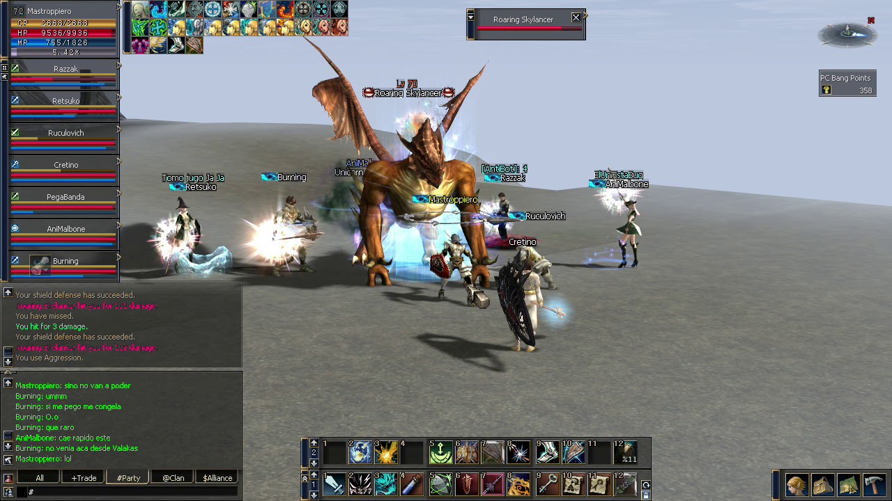 LINEAGE 2 INTERLUDE - RAID BOSS ROARING SKYLANCER Lv70 - CLAN SUPERNOVA (CORSARIOS)