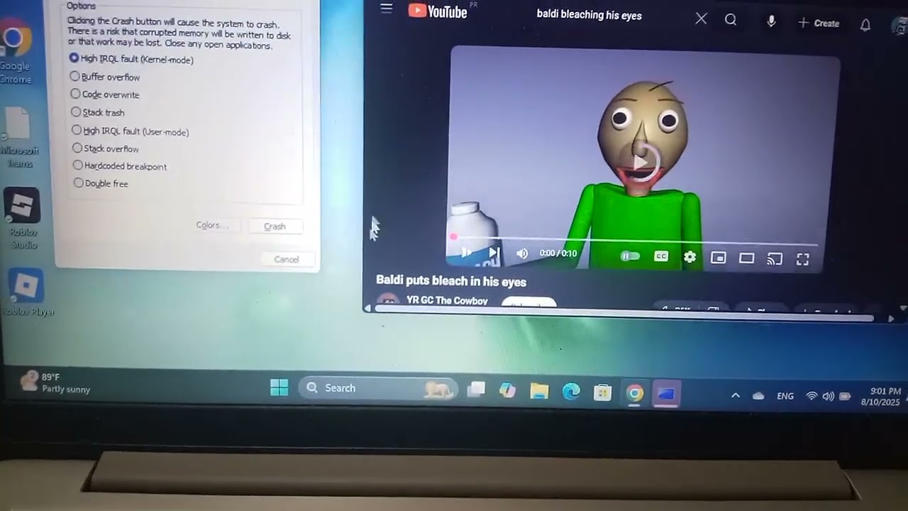 Baldi Screaming Has BSOD