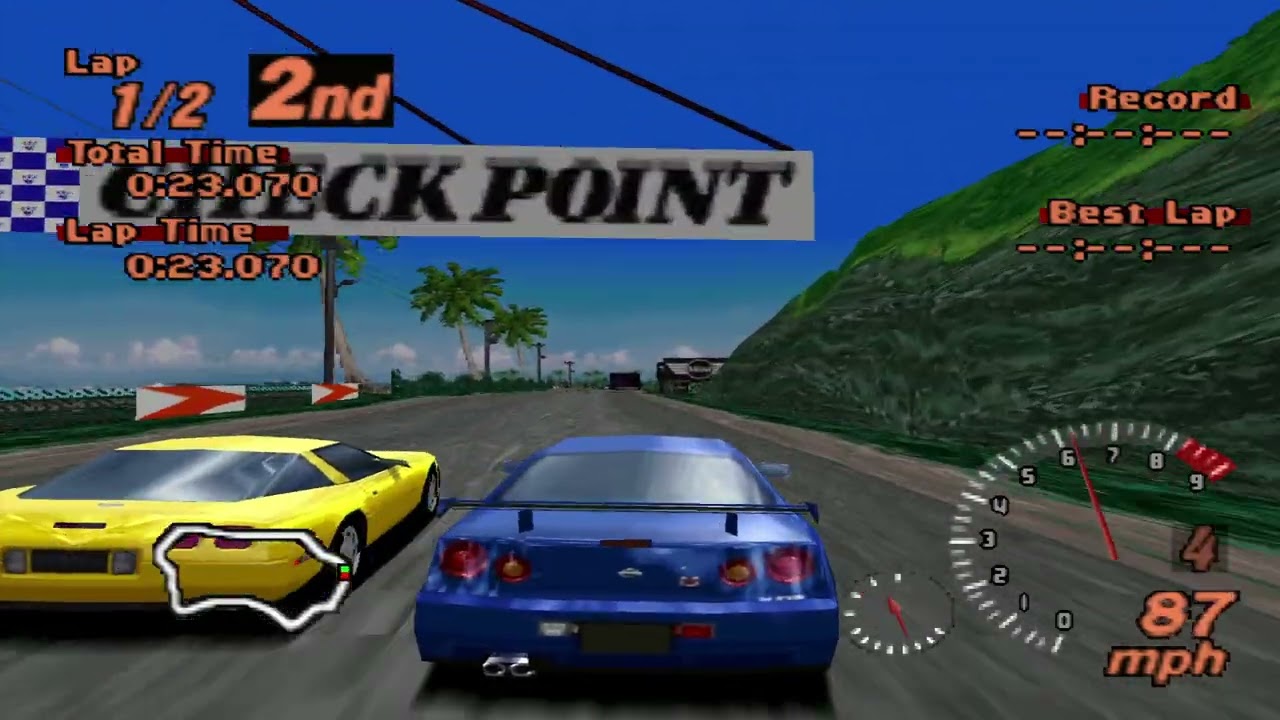 Quick Race with Skyline GT-R (R34) | Tahiti Road | Gran Turismo 2 (PS1)