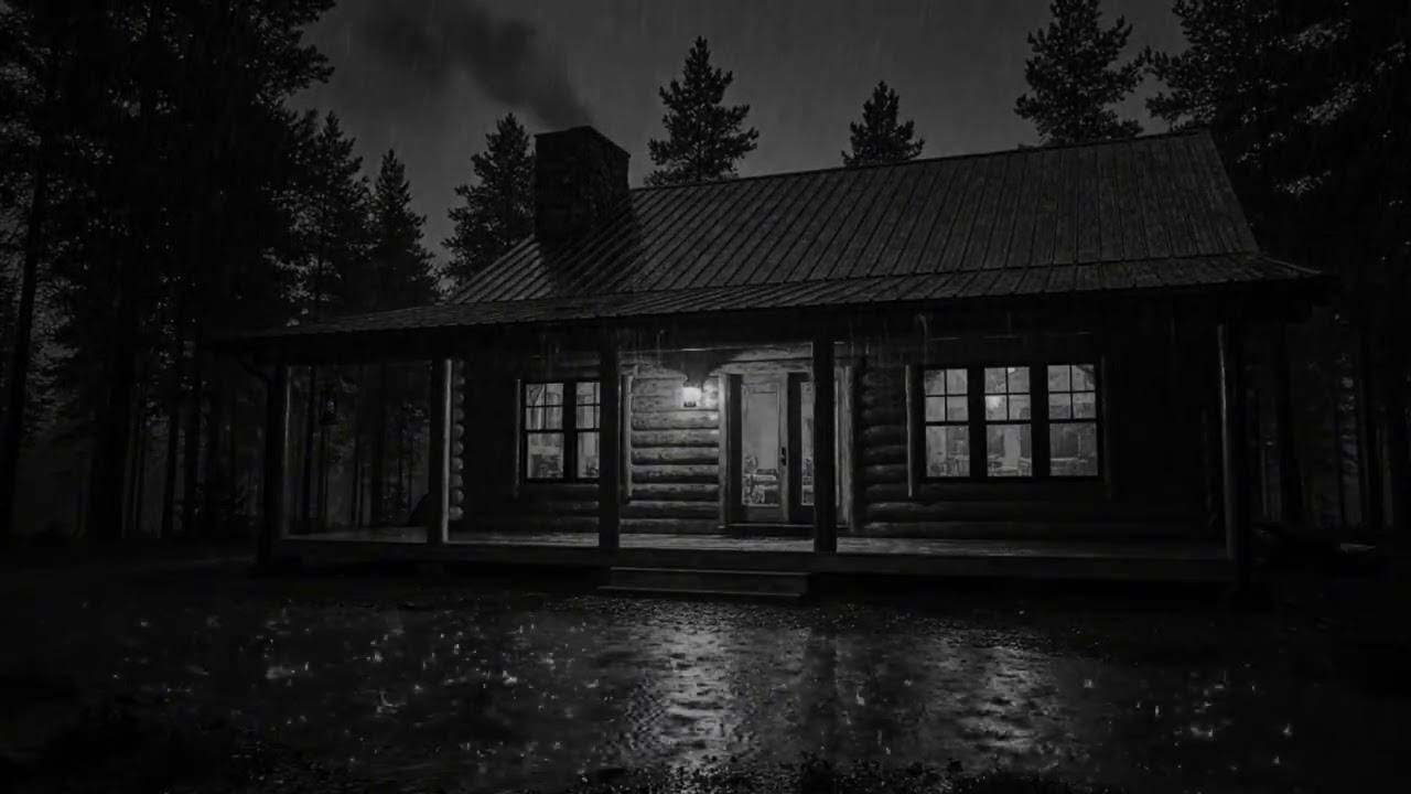 Cabin Night Immersed in Heavy Rain and Thunder | Relaxing Storm Ambience for Deep Restful Sleep