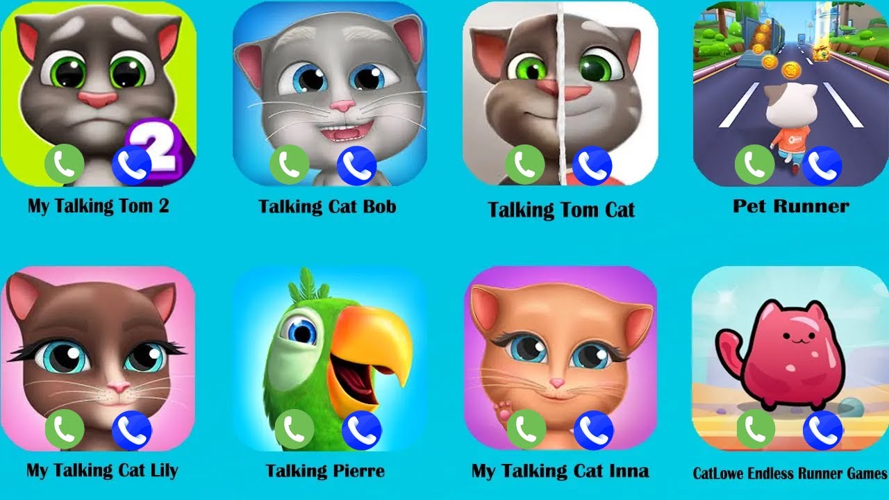 My Talking Cat Inna,CatLowe Endless Runner Games,My Talking Tom 2,Talking Cat Bob,Talking Tom Cat