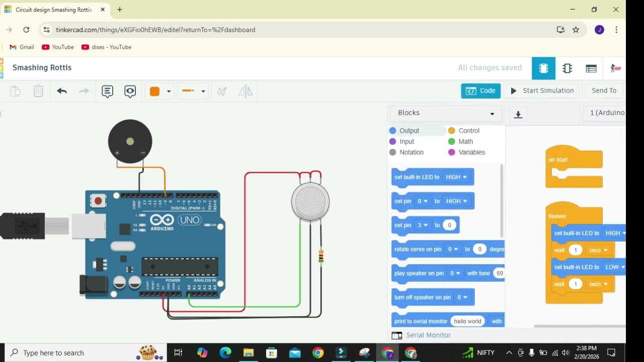 #7 Automatic Gas Alarm Using Tinkercad | Gas Leak Detection System | Arduino MQ2 Sensor Project